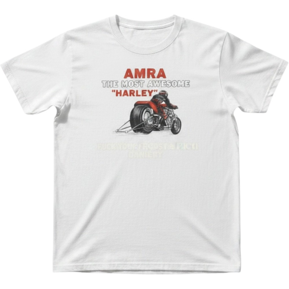 Vintage Hanes Beefy-T AMRA Harley Drag Racing Graphic T-Shirt Mens XL White USA